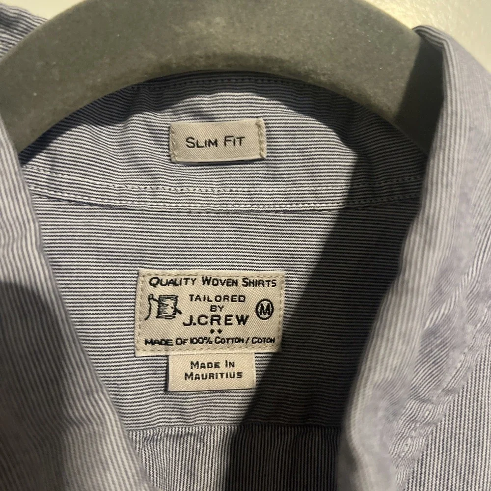 J.‎ Crew Button Down Slim Fit Shirt Men's Medium Blue White Stripe Preppy